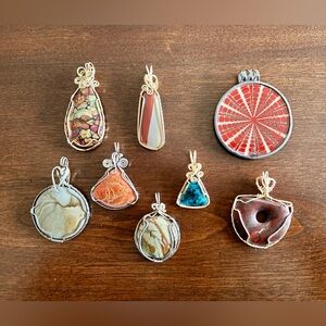 Lot of various JASPER and MOOKITE necklace pendants